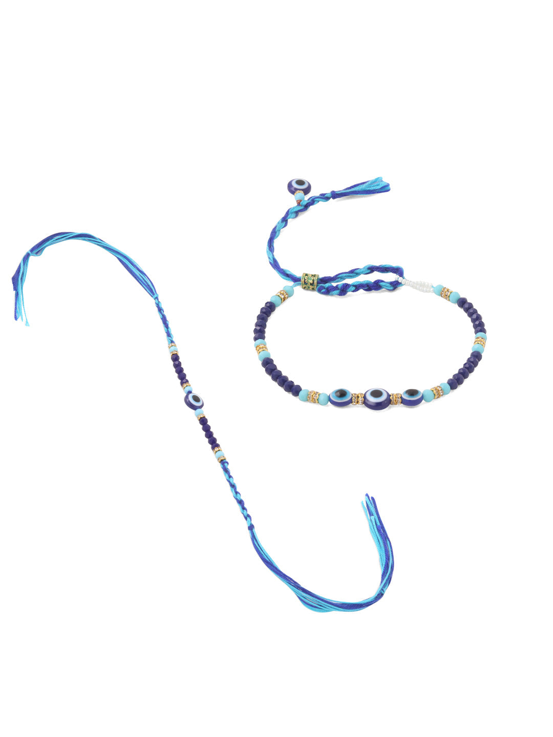 NVR Set of 2 Blue Evil Eye Artificial Beads Bhaiya Bhabhi Rakhi Combo - Distacart
