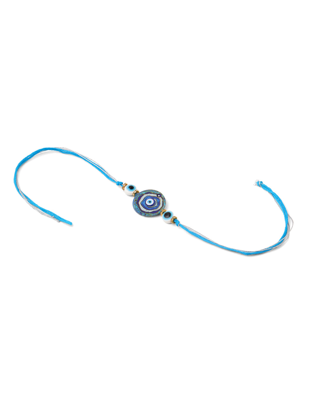 NVR Blue Evil Eye Artificial Beads Set of 2 Bhaiya Bhabhi Rakhi Combo - Distacart