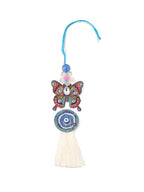 NVR Blue Evil Eye Artificial Beads Set of 2 Bhaiya Bhabhi Rakhi with Roli Chawal Chandan & Mishri - Distacart