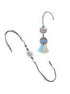NVR Set of 2 Blue Evil Eye Artificial Beads Bhaiya Bhabhi Rakhi Combo - Distacart