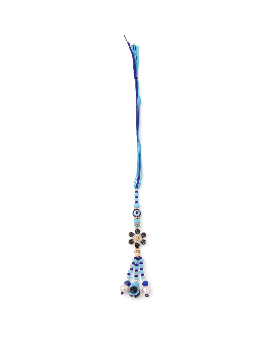 NVR Set of 2 Blue Artificial Beads Evil Eye Bhaiya Bhabhi Rakhi Combo - Distacart