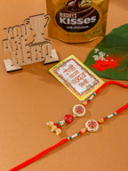 NVR Set of 2 Red Artificial Stones and Beads Bhaiya Bhabhi Rakhi Combo - Distacart