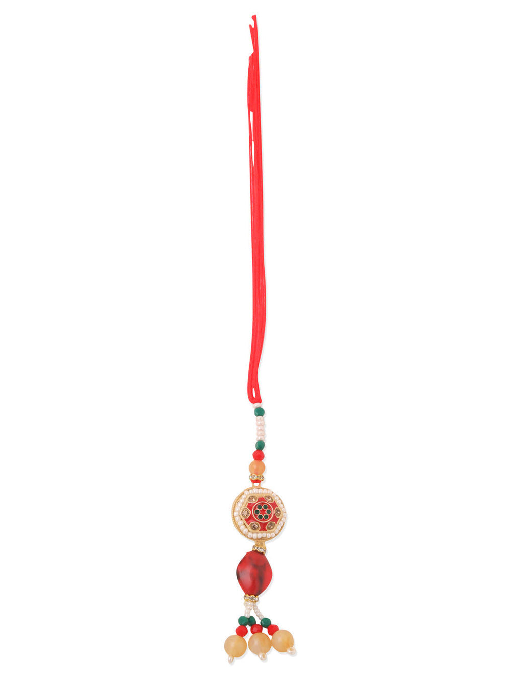 NVR Set of 2 Red Artificial Stones and Beads Bhaiya Bhabhi Rakhi Combo - Distacart