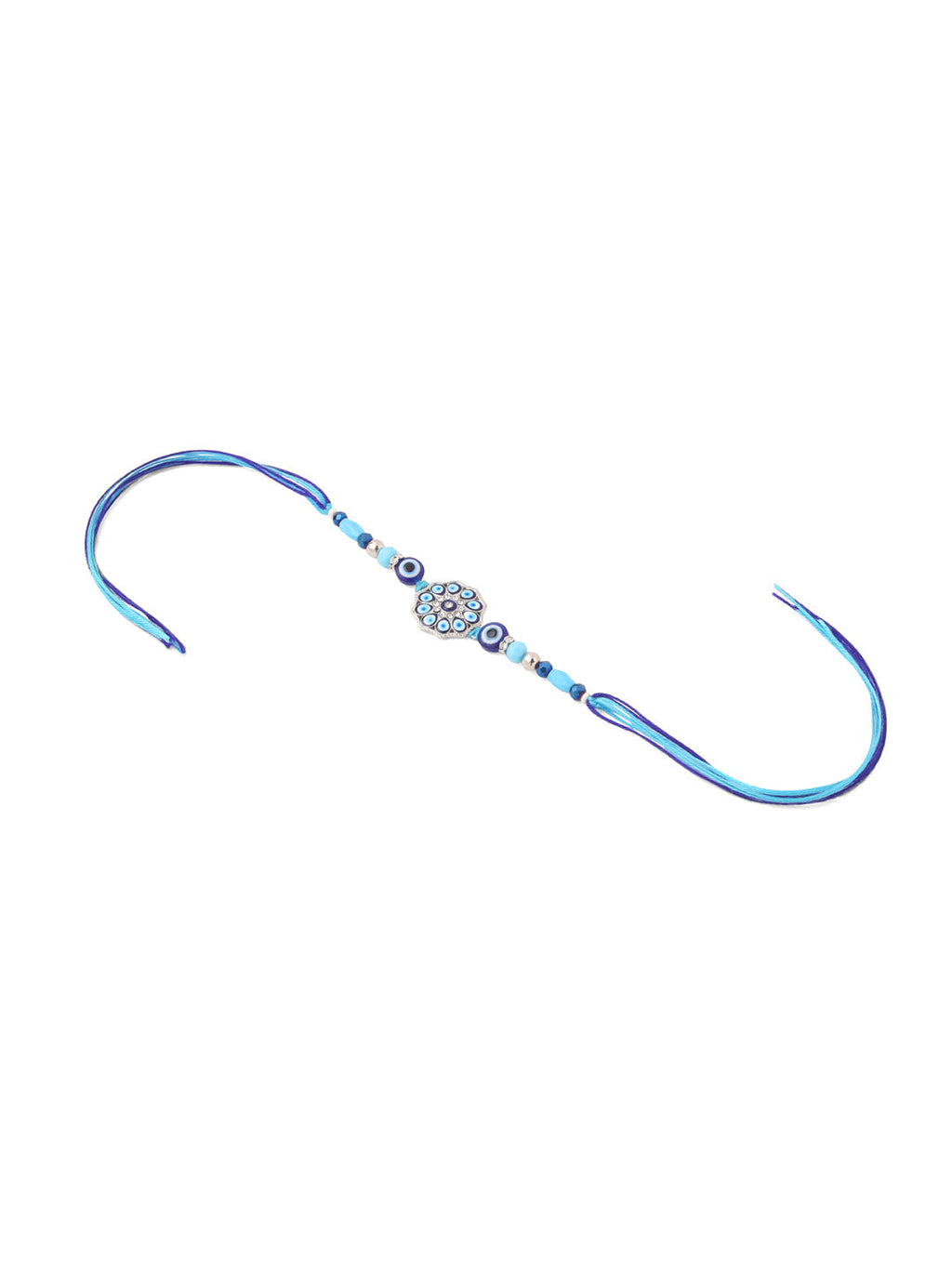 NVR Set of 2 Blue Evil Eye Floral Design Bhaiya Bhabhi Rakhi Combo - Distacart