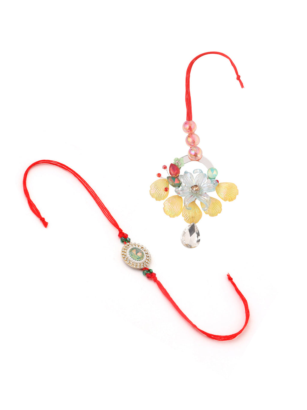 NVR Multicolor Artificial Stones & Beads Set of 2 Bhaiya Bhabhi Rakhi Combo - Distacart