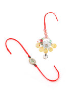 NVR Multicolor Artificial Stones & Beads Set of 2 Bhaiya Bhabhi Rakhi Combo - Distacart