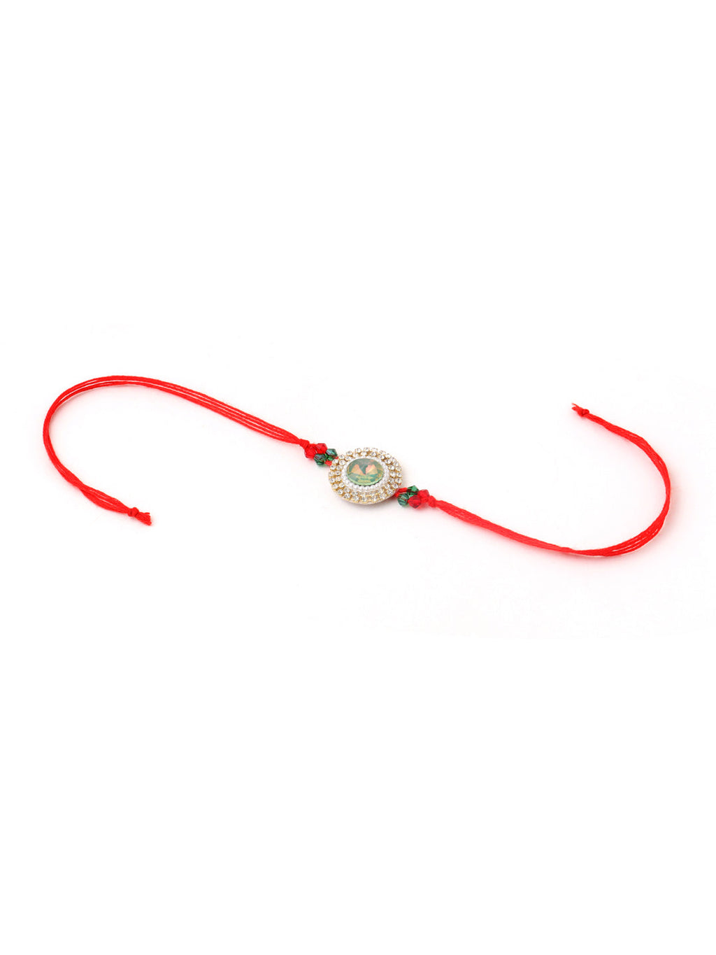 NVR Multicolor Artificial Stones & Beads Set of 2 Bhaiya Bhabhi Rakhi with Roli Chawal Chandan & Mishri - Distacart