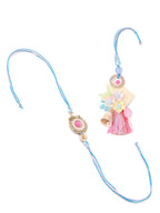 NVR Set of 2 Multicolor Artificial Stones & Beads Floral Design Bhaiya Bhabhi Rakhi with Roli Chawal Chandan & Mishri - Distacart