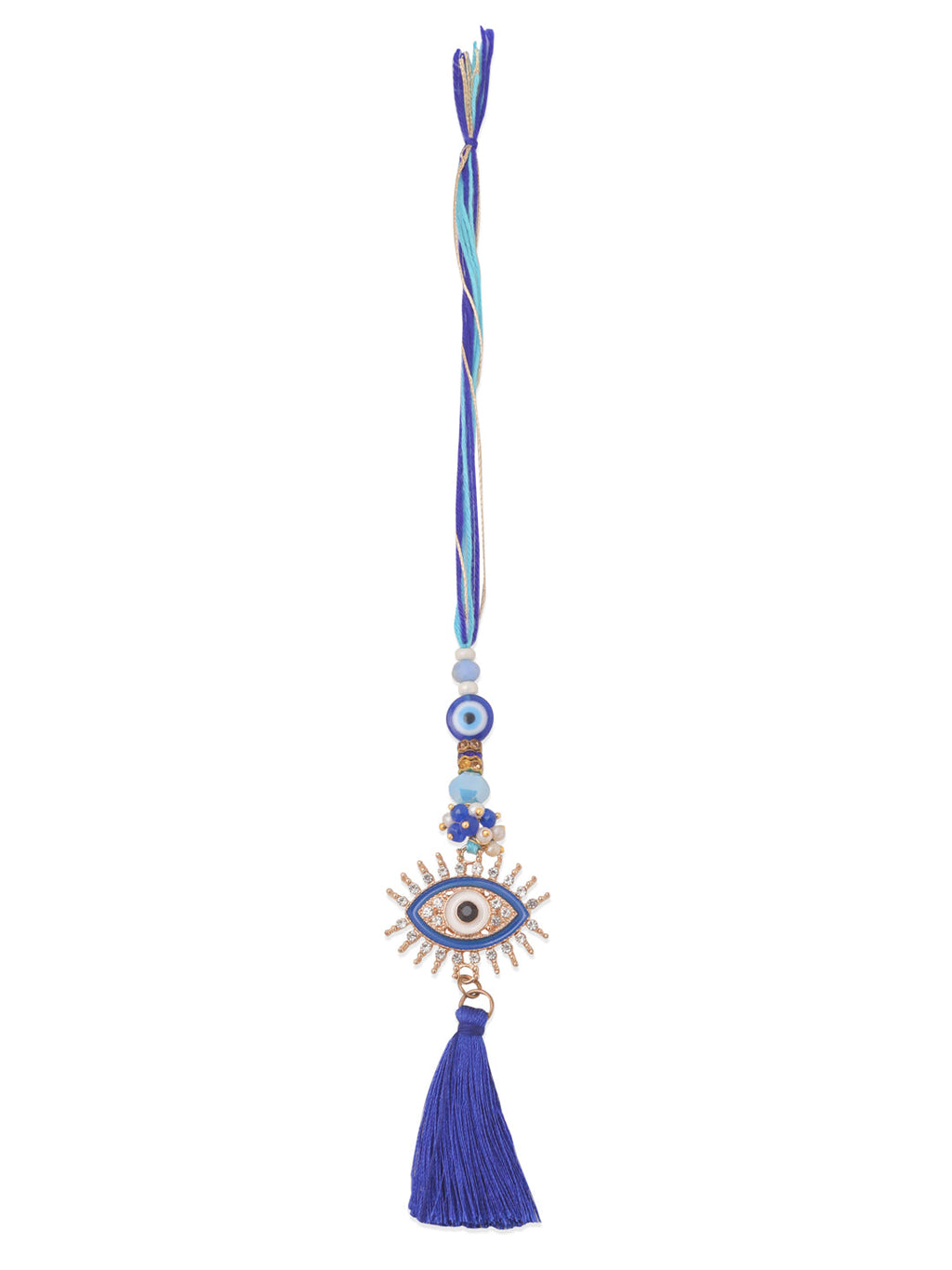 NVR Set of 2 Blue Evil Eye Artificial Stones & Beads Bhaiya Bhabhi Rakhi Combo - Distacart