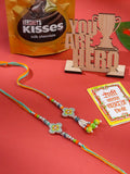 NVR Set of 2 Multicolor Artificial Stones & Beads Floral Bhaiya Bhabhi Rakhi Combo - Distacart