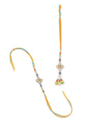 NVR Set of 2 Multicolor Artificial Stones & Beads Floral Bhaiya Bhabhi Rakhi Combo - Distacart