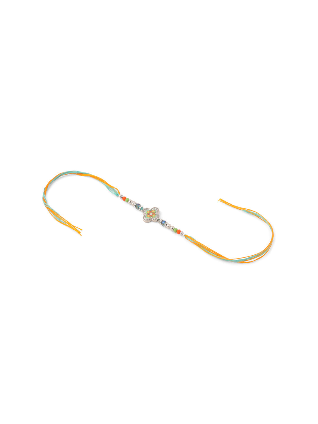 NVR Set of 2 Multicolor Artificial Stones & Beads Floral Bhaiya Bhabhi Rakhi with Roli Chawal Chandan & Mishri - Distacart