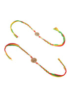 NVR Men Set of 2 Multicolor Floral Design Artificial Stones Thread Rakhi Combo - Distacart