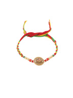 NVR Men Set of 2 Multicolor Floral Design Artificial Stones Thread Rakhi with Roli Chawal Chandan & Mishri - Distacart