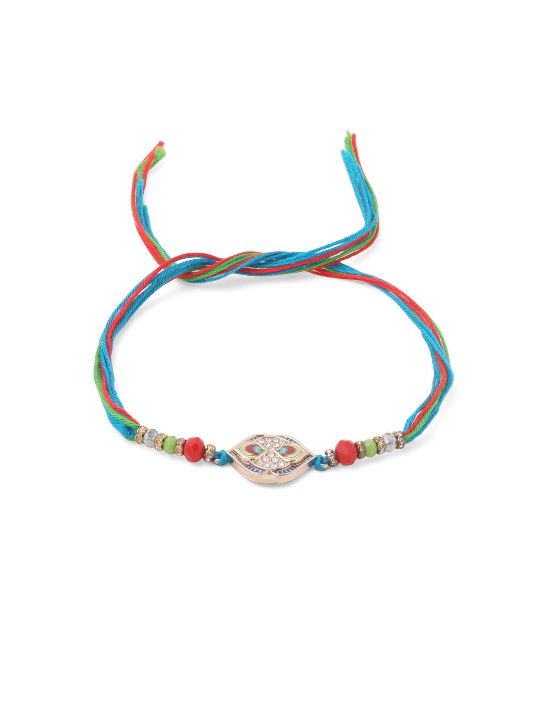 NVR Men Set of 2 Multicolor Artificial Stones Thread Rakhi with Roli Chawal Chandan & Mishri - Distacart