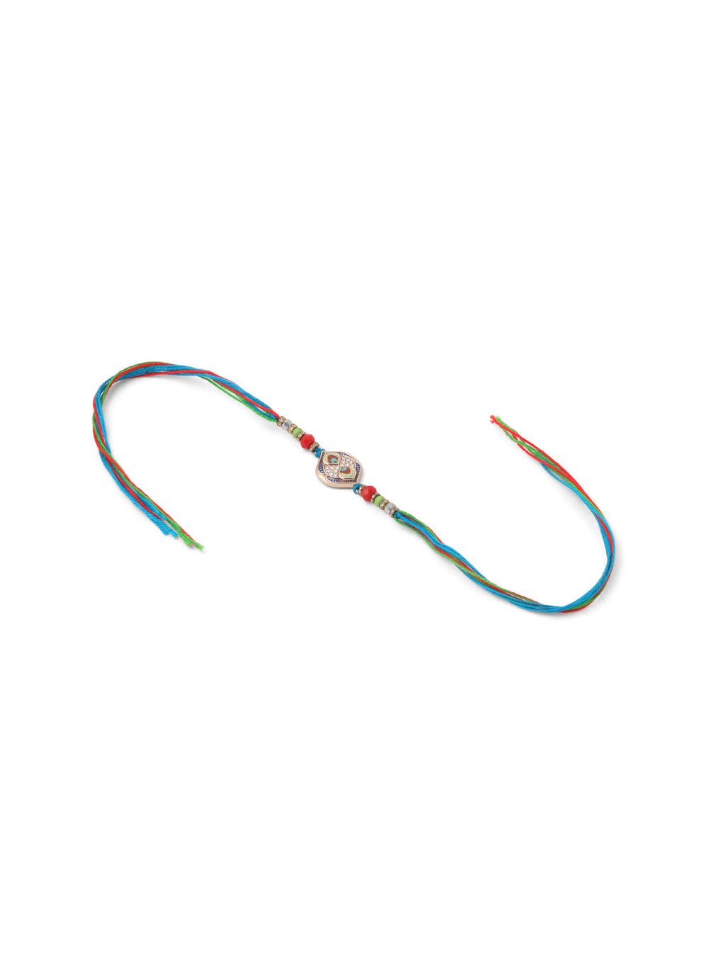 NVR Men Set of 2 Multicolor Artificial Stones Thread Rakhi with Roli Chawal Chandan & Mishri - Distacart