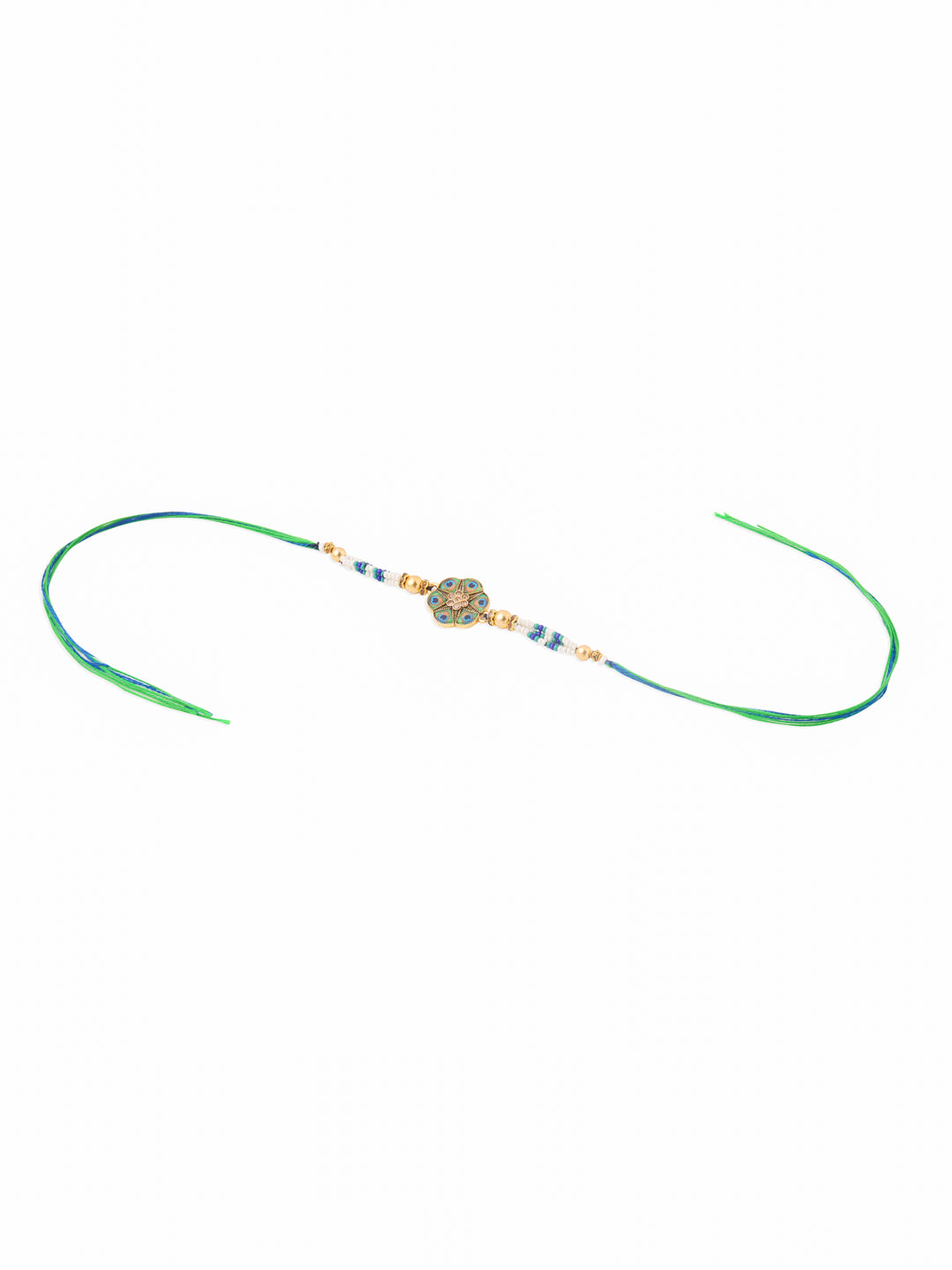 NVR Men Peacock Design Multicolor Artificial Stones & Pearls Thread Rakhi with Roli Chawal Chandan & Mishri - Distacart