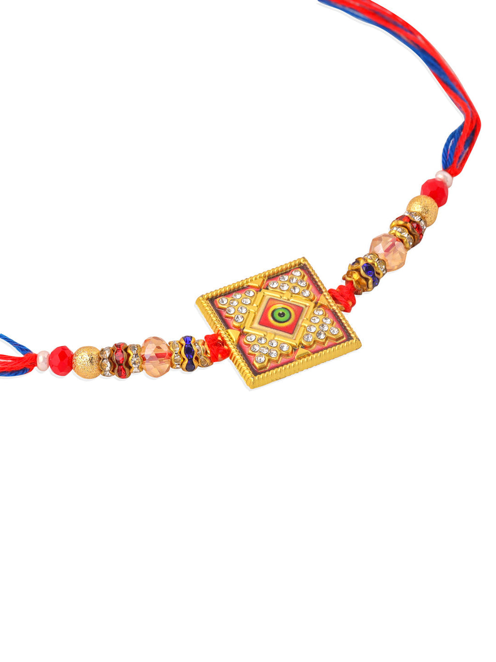 NVR Men Multicolor Artificial Stones Thread Rakhi with Roli Chawal Chandan & Mishri - Distacart