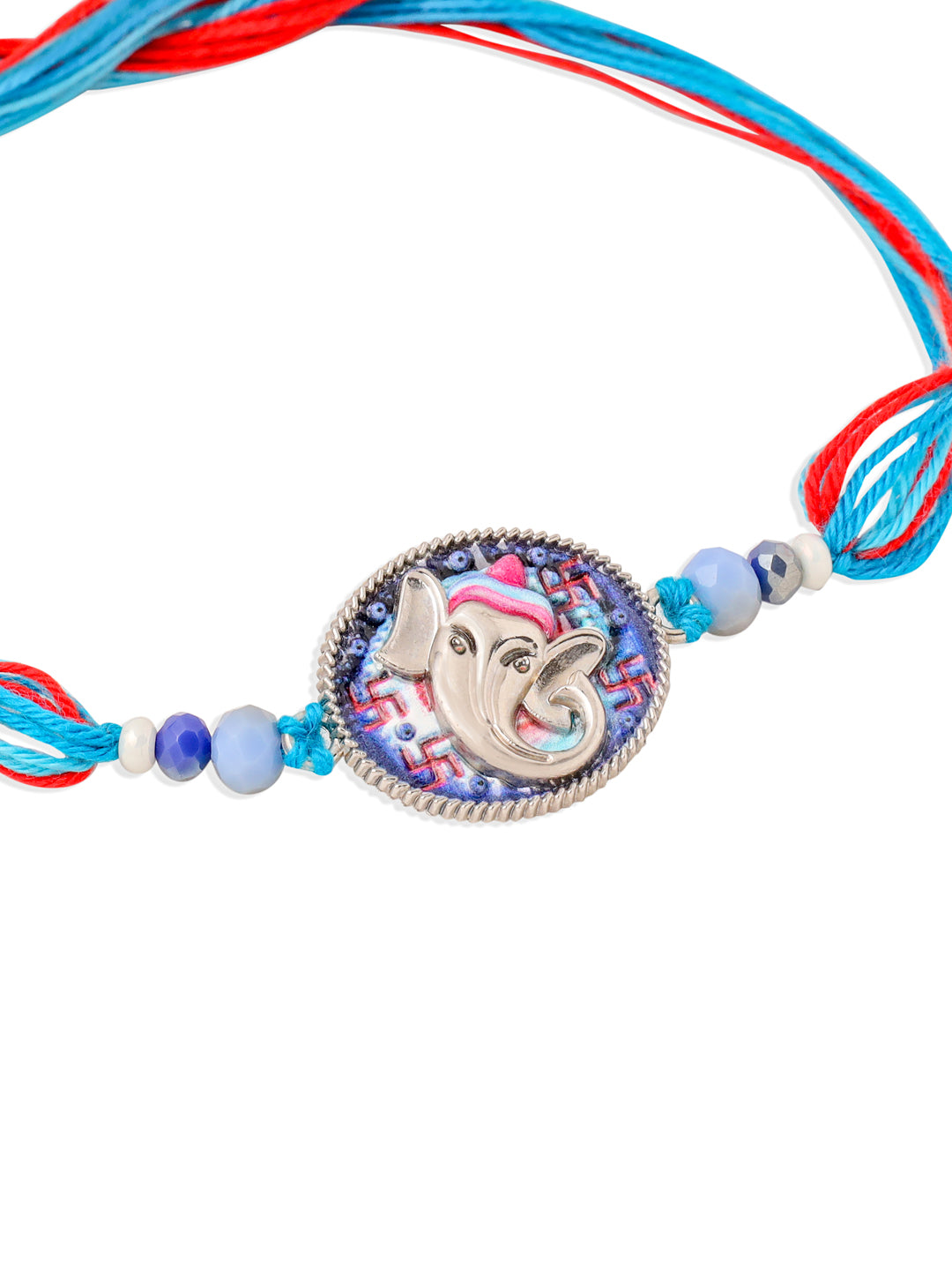 NVR Men Red & Blue Ganesh Ji Thread Rakhi, Combo for Rakshabandhan - Distacart