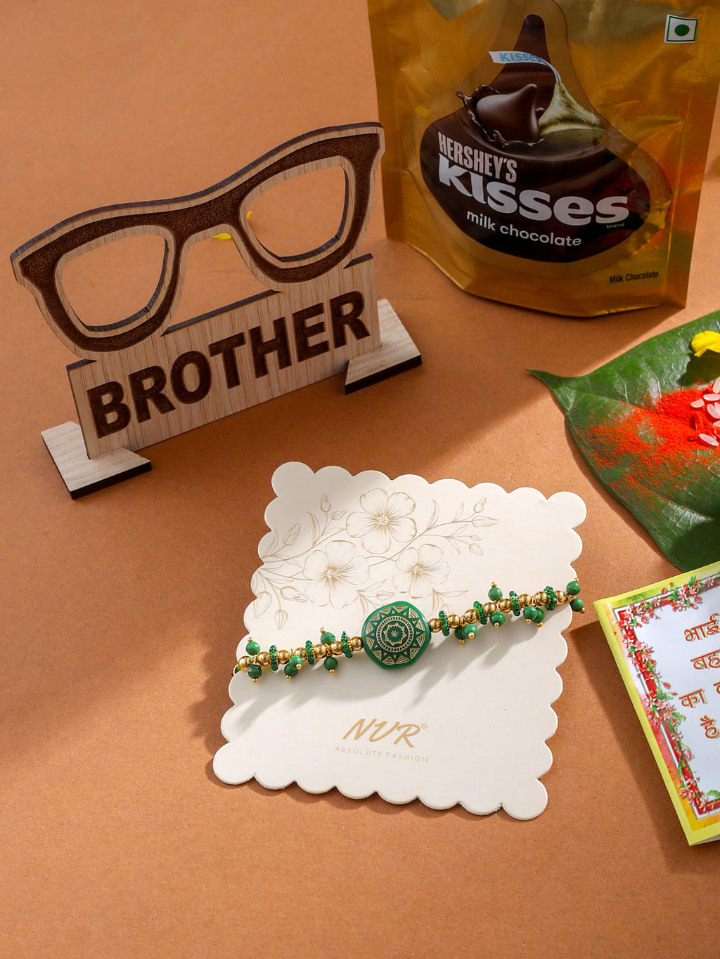 NVR Men Green Artificial Beads Round Shape Thread Rakhi, Combo for Rakshabandhan - Distacart