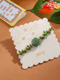 NVR Men Green Artificial Beads Round Shape Thread Rakhi with Roli Chawal Chandan & Mishri - Distacart