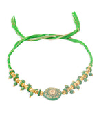 NVR Men Green Artificial Beads Round Shape Thread Rakhi with Roli Chawal Chandan & Mishri - Distacart