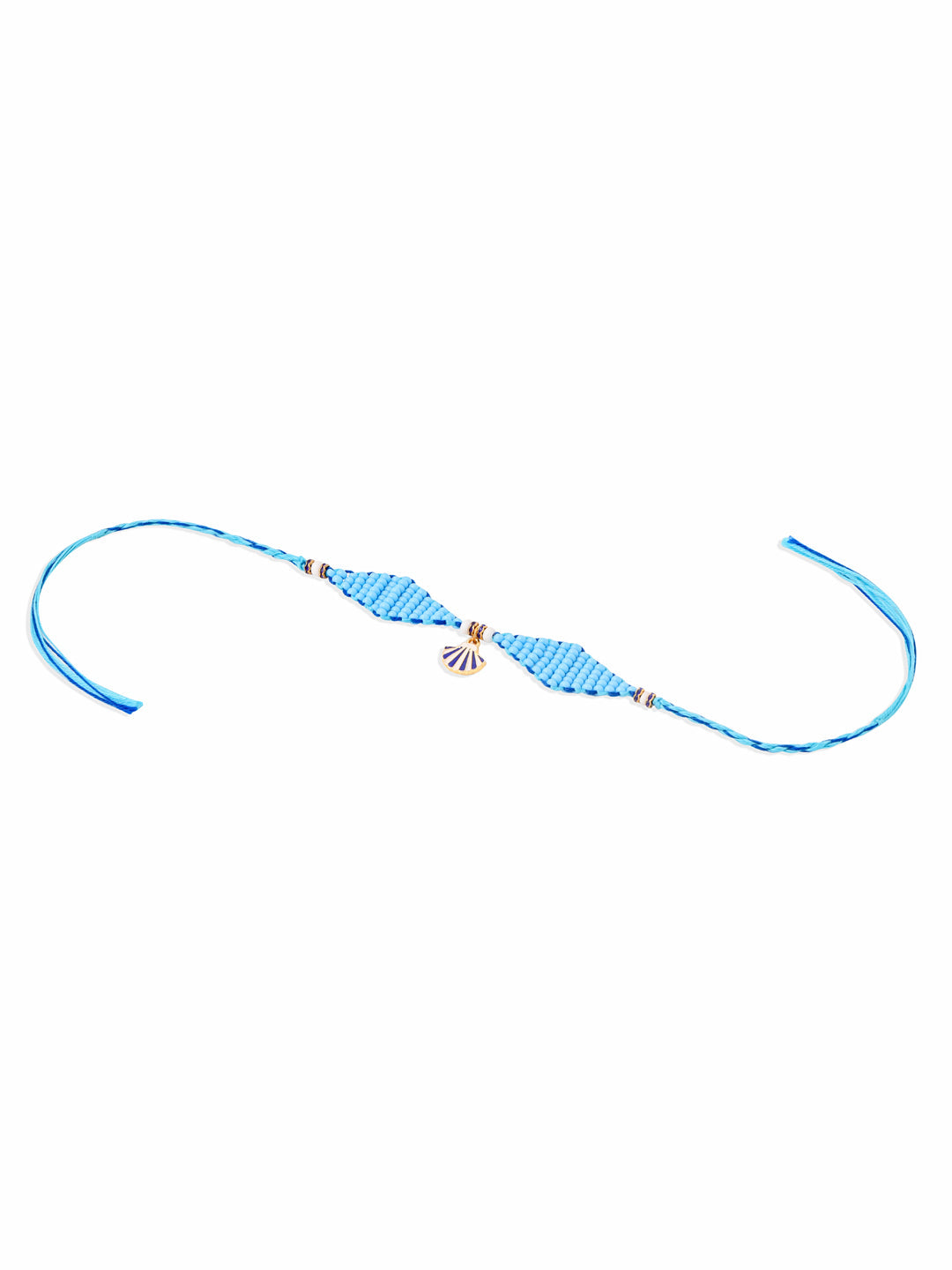 NVR Men Blue Pearls Unique Design Thread Rakhi with Roli Chawal Chandan & Mishri - Distacart