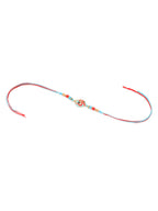 NVR Men Red & Blue Artificial Stones and Beads Om Thread Rakhi with Roli Chawal Chandan & Mishri - Distacart