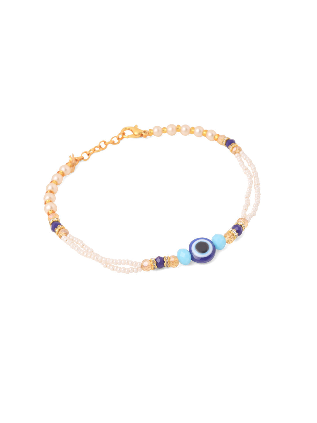 NVR Set of 2 Blue Evil Eye Artificial Stones & Beads Bhaiya Bhabhi Rakhi Combo - Distacart