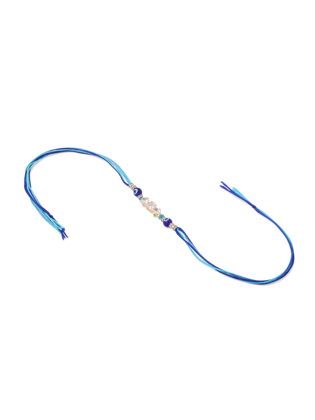 NVR Set of 2 Blue Evil Eye Artificial Stones & Beads Bhaiya Bhabhi Rakhi Combo - Distacart