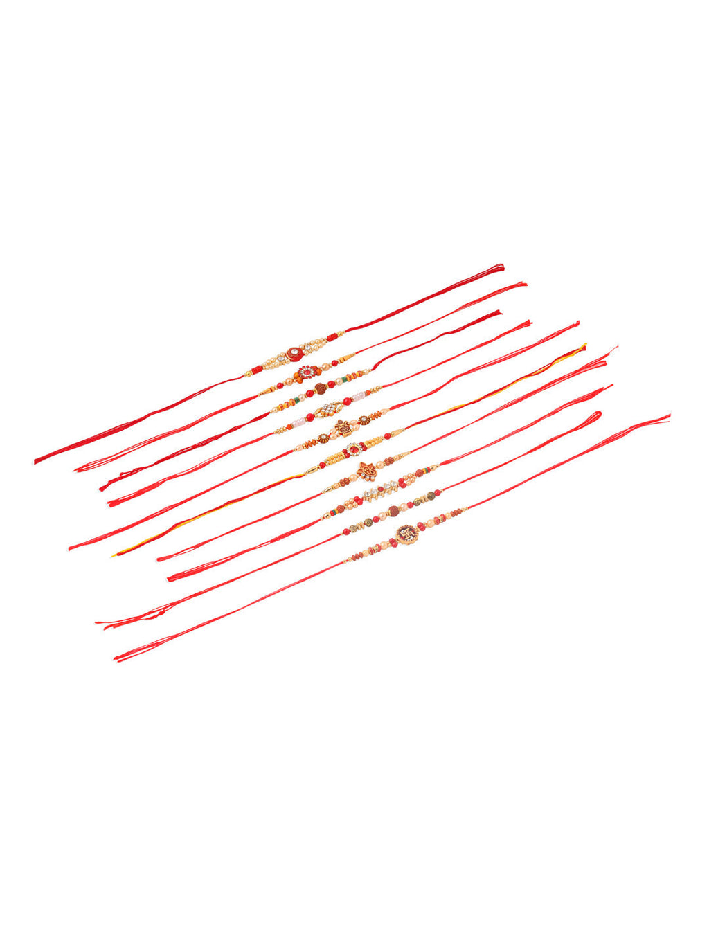 NVR Men Set of 10 Red Artificial Stones and Beads Rudraksh Thread Rakhi Combo - Distacart