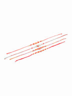 NVR Men Set of 4 Floral Design Multicolor Artificial Stones and Beads Thread Rakhi Combo - Distacart