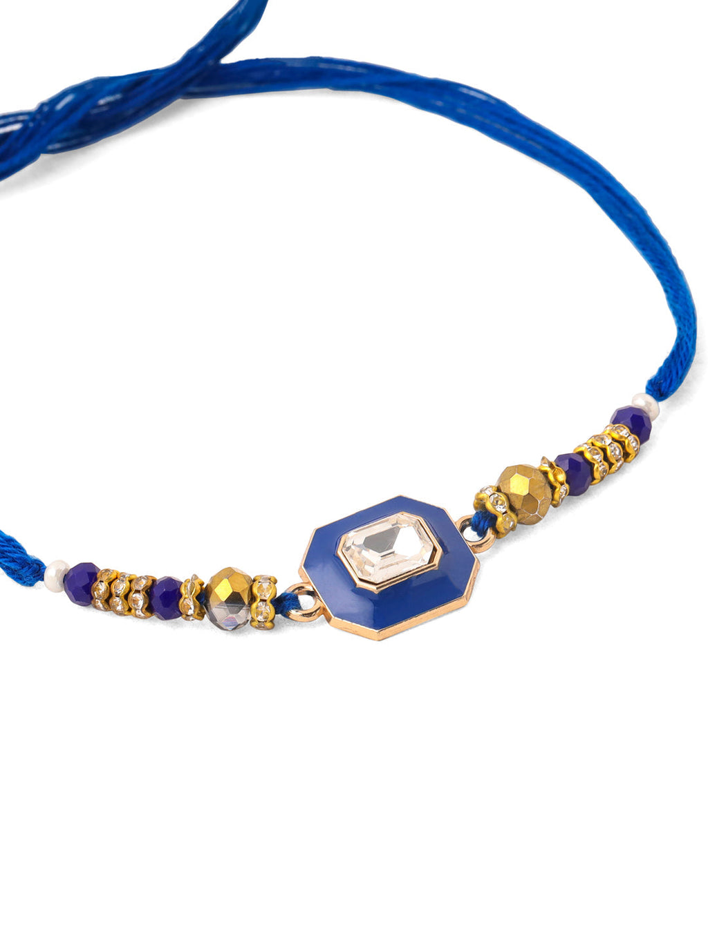 NVR Men Blue Artificial Stones Handmade Thread Rakhi, Combo for Rakshabandhan - Distacart