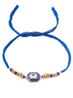 NVR Men Blue Artificial Stones Handmade Thread Rakhi with Roli Chawal Chandan & Mishri - Distacart