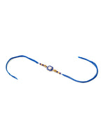 NVR Men Blue Artificial Stones Handmade Thread Rakhi with Roli Chawal Chandan & Mishri - Distacart