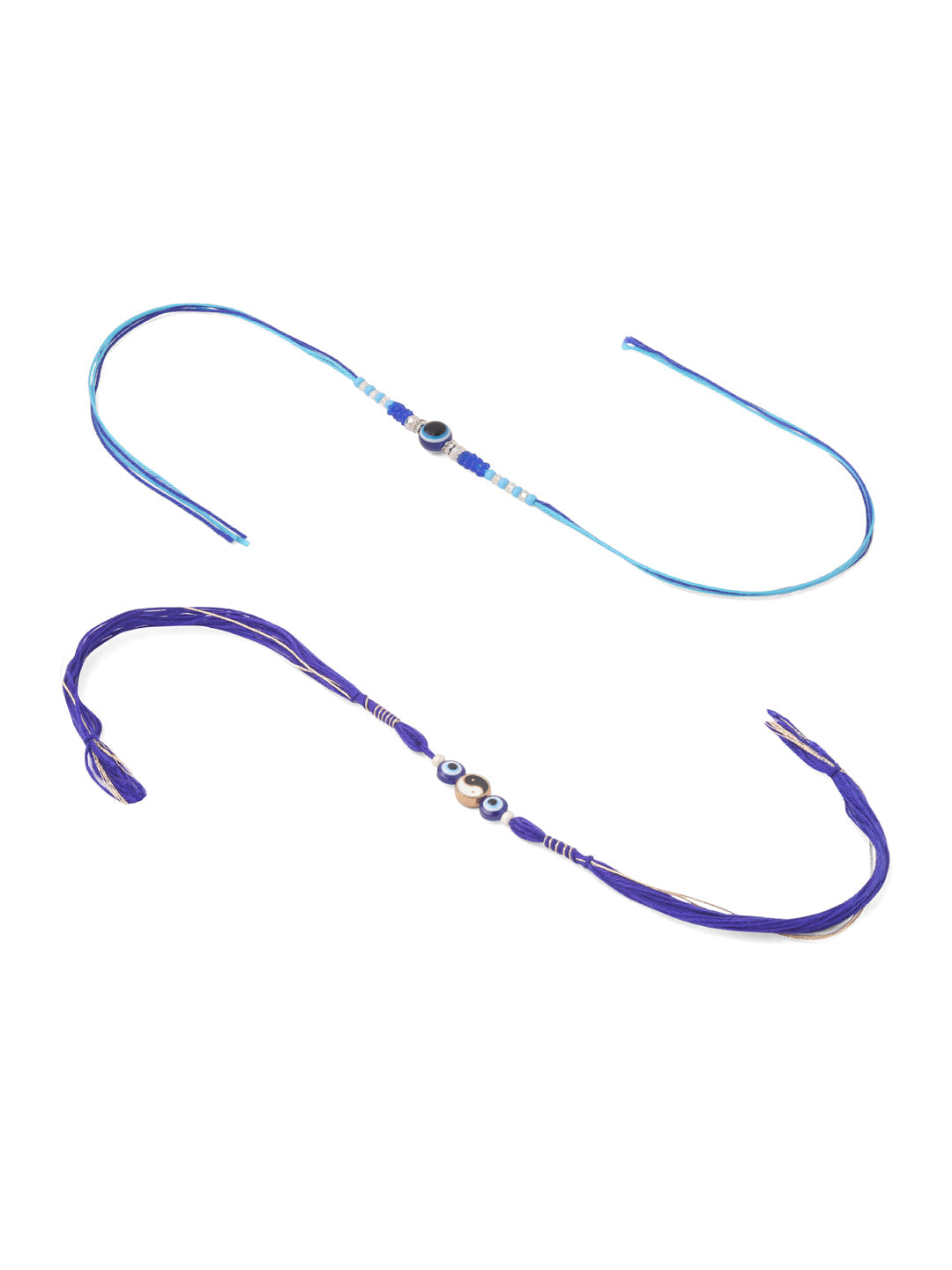 NVR Men Set of 2 Blue Evil Eye Artificial Beads Thread Rakhi with Roli Chawal Chandan & Mishri - Distacart