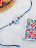 NVR Kids Teddy Blue Artificial Beads Thread Rakhi with Roli Chawal Chandan & Mishri - Distacart