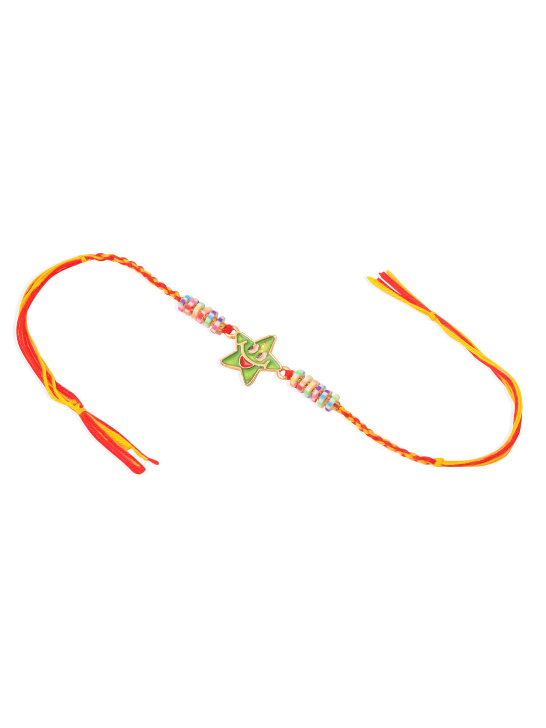NVR Kids Star Shape Multicolor Thread Rakhi with Roli Chawal Chandan & Mishri - Distacart