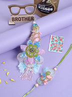 NVR Set of 2 Handmade Multicolor Artificial Stones & Beads Bhaiya Bhabhi Rakhi Combo - Distacart