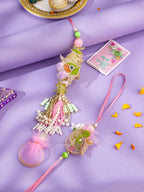 NVR Set of 2 Handcrafted Multicolor Pearls Bhaiya Bhabhi Rakhi with Roli Chawal Chandan & Mishri - Distacart