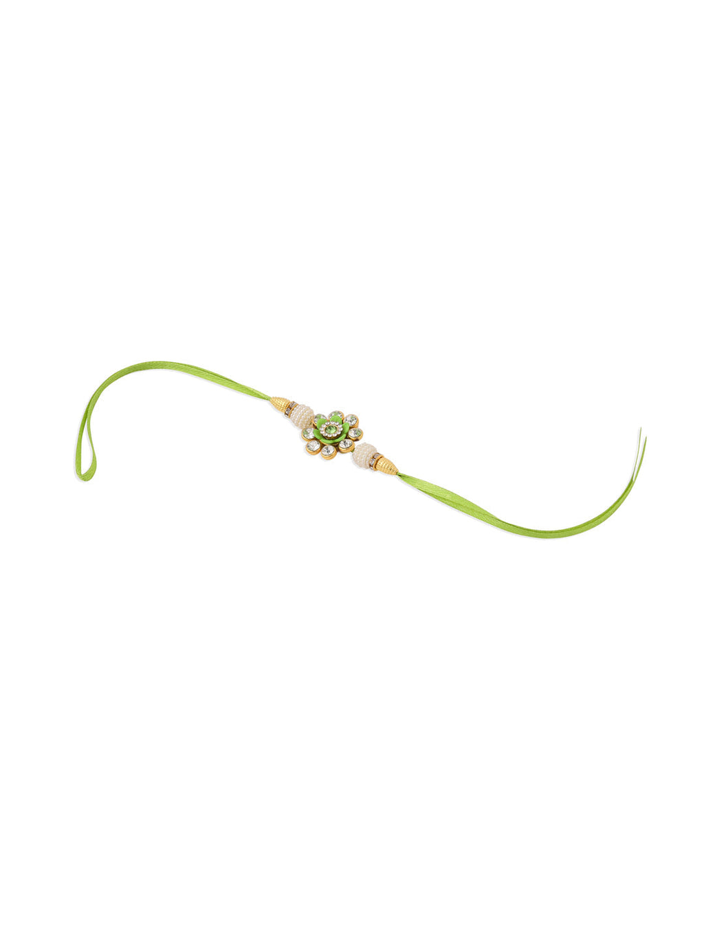 NVR Set of 2 Handcrafted Green Artificial Stones & Pearls Bhaiya Bhabhi Rakhi Combo - Distacart