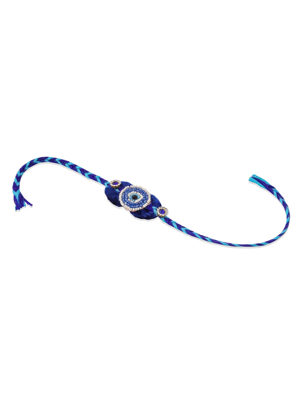 NVR Set of 2 Blue Evil Eye Artificial Stones & Pearls Bhaiya Bhabhi Rakhi Combo - Distacart