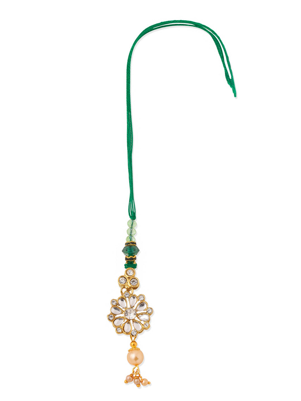 NVR Set of 2 Gold Toned Kundan Studded Floral Design Bhaiya Bhabhi Rakhi Combo - Distacart