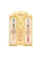 NVR Set of 2 Gold Toned Kundan Studded Floral Design Bhaiya Bhabhi Rakhi Combo - Distacart