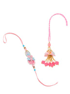 NVR Set of 2 Multicolor Handcrafted Artificial Stones & Pearls Bhaiya Bhabhi Rakhi Combo - Distacart