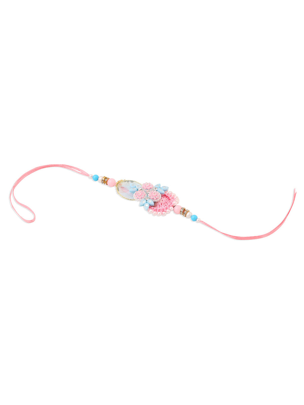 NVR Set of 2 Multicolor Handcrafted Artificial Stones & Pearls Bhaiya Bhabhi Rakhi with Roli Chawal Chandan & Mishri - Distacart