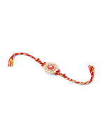 NVR Set of 2 Handmade Red Kundan Studded Floral Design Bhaiya Bhabhi Rakhi Combo - Distacart