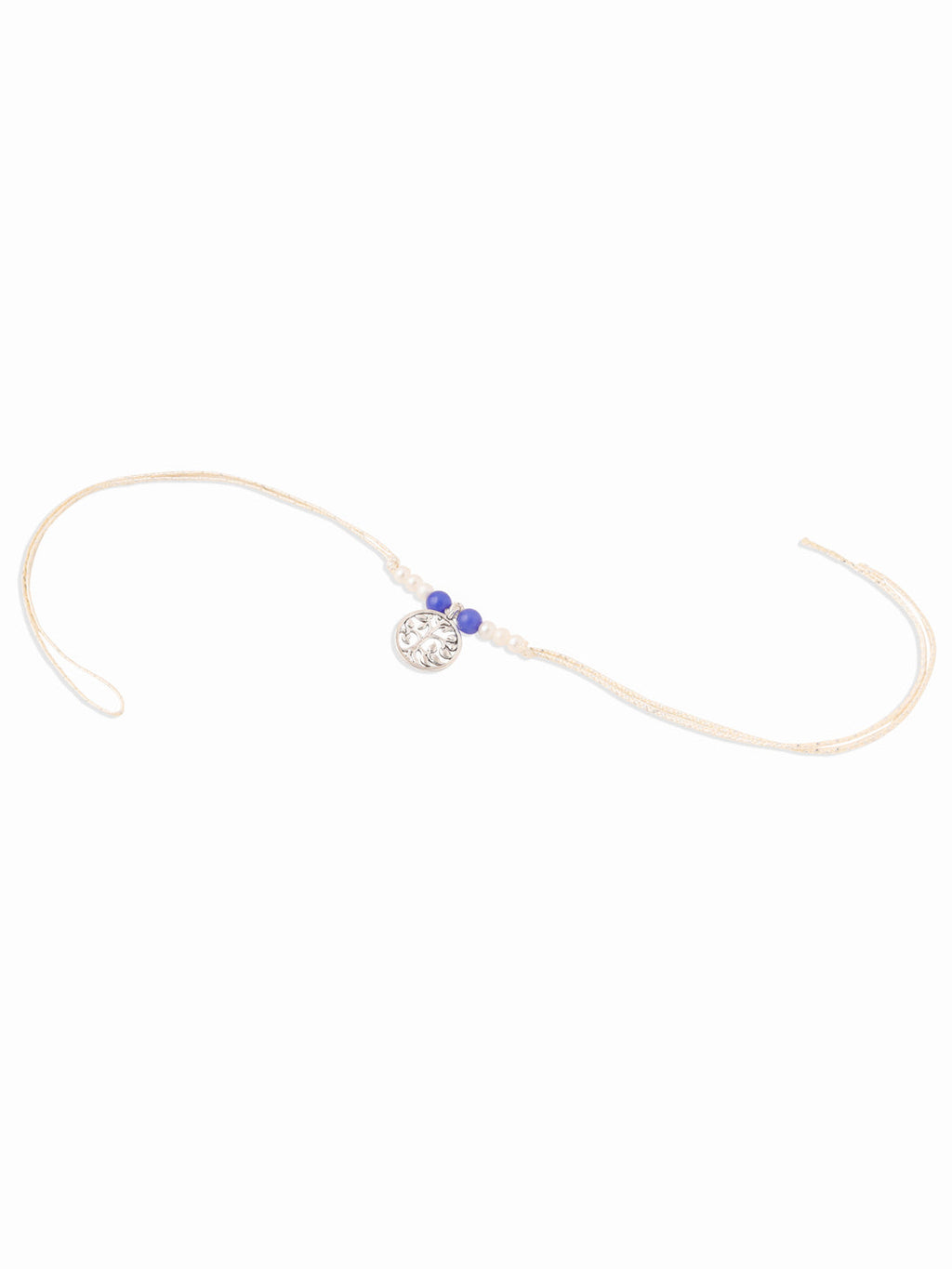 NVR Set of 2 Silver Toned Pearls & Beads Bhaiya Bhabhi Rakhi Combo - Distacart