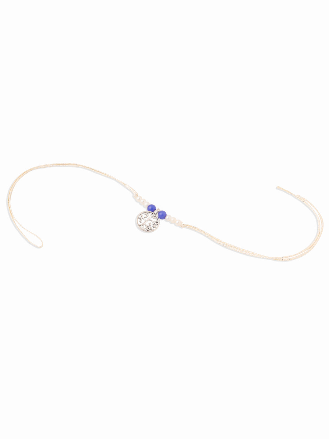 NVR Set of 2 Silver Toned Pearls & Beads Bhaiya Bhabhi Rakhi Combo - Distacart
