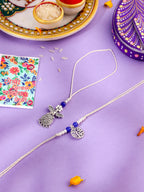NVR Set of 2 Silver Toned Pearls & Beads Bhaiya Bhabhi Rakhi with Roli Chawal Chandan & Mishri - Distacart